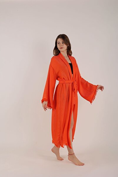HİLAL COLLECTİON Viscose Bamboo Kimono 1 Piece Cotton Belted Caftan Unisex Beach or Daily Wear
