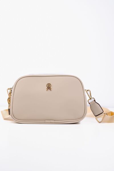 Les Crioch Krem 3 Bölmeli Buzy Saten Deri Ayarlanabilir Kolon Askılı Günlük Kadın Omuz Çantası