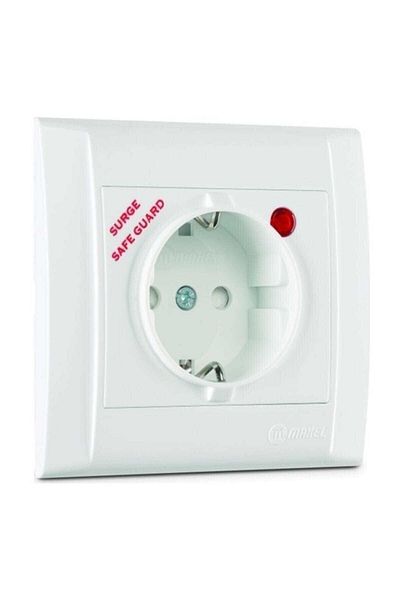 MAKEL White Shock Current Protected Grounded Socket Recessed / 16a Thermal Fuse
