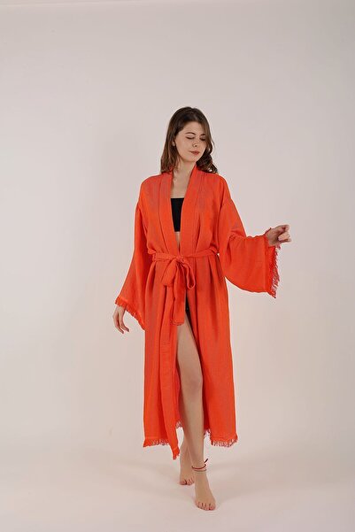 HİLAL COLLECTİON Viscose Bamboo Kimono 1 Piece Cotton Belted Caftan Unisex Beach or Daily Wear