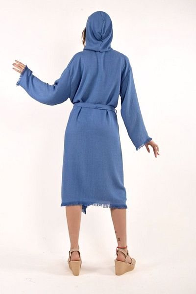 HİLAL COLLECTİON Caftan cu glugă din bambus din viscoză 1 bucată halat de baie cu curea din bumbac