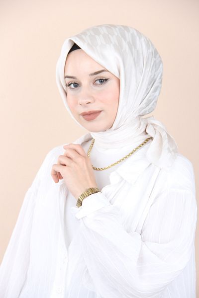 Emproyal Φουλάρι με μοτίβο δικτυωτό ιβουάρ Imperial Jacquard