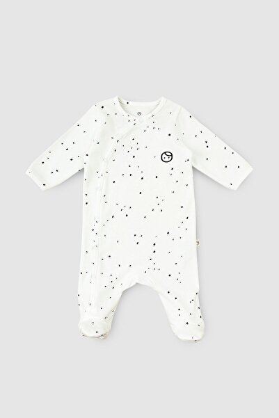 Little Gusto Jumpsuit with Booties Newborn Cosmos White Organic Cotton