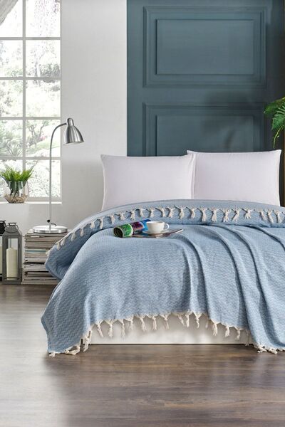 Casnack Sahra Model Sky Blue двойно покривало за пухени завивки 1500 г. 200x2...