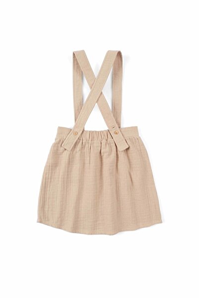 Little Gusto Müslin Çocuk Jile Elbise Bej Organik Pamuk