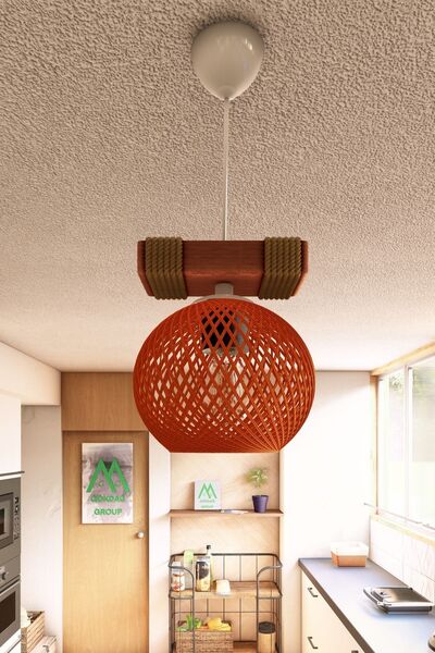 gökdağ group g g Ahşap Halatlı Balle Küre Top Tekli Sarkıt Avize