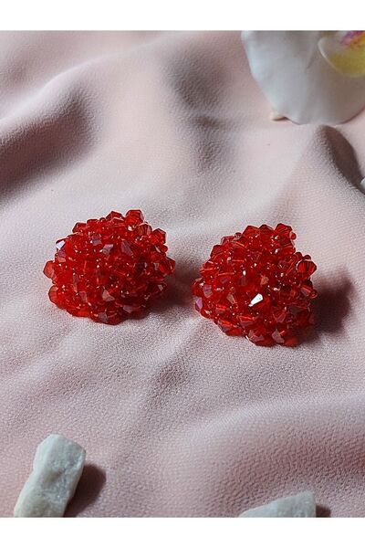 Yonga Moda Engagement Henna Earrings - Crystal Bead Detailed Ball