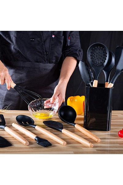 NesShine Eucalyptus 11 Piece Scoop Set - Heat Resistant, Fireproof and Non-Stick