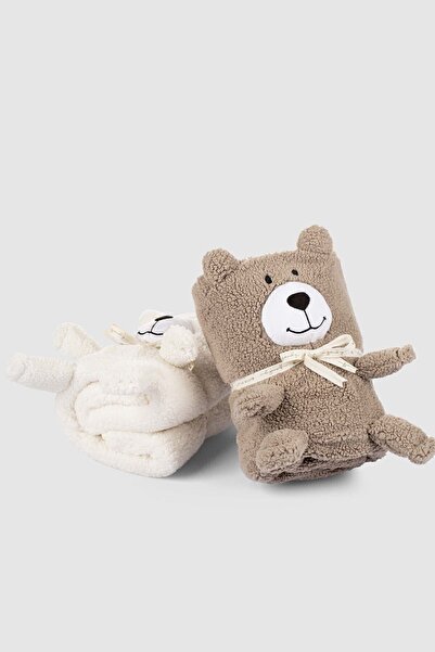 Little Gusto Teddy Bear Wellsoft Blanket Ecru