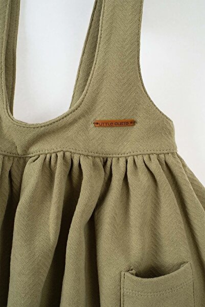 Little Gusto Gilet Dress Baby Khaki Organic Cotton