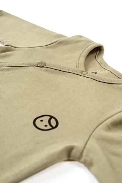 Little Gusto Jumpsuit with Booties Newborn Khaki Organic Cotton