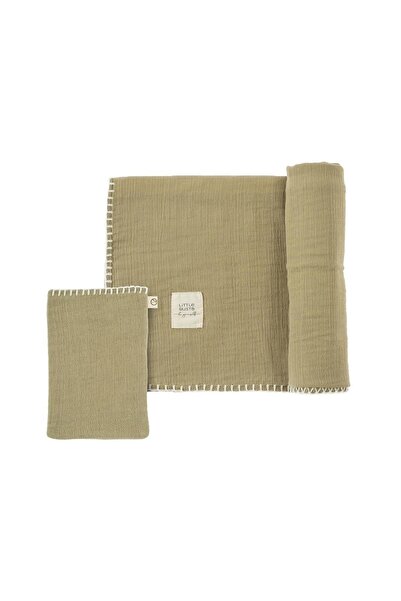 Little Gusto Baby Muslin Diaper Cover and Pouch Set Organic Cotton 120 Cm Khaki