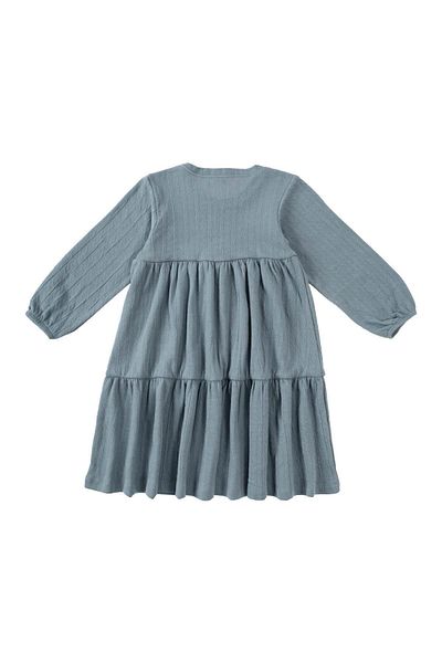 Little Gusto Long Sleeve Layered Dress Light Blue Organic Cotton