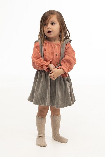 Little Gusto Velvet Gilet Dress Baby Gray
