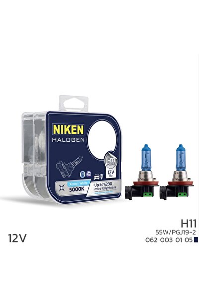 Niken 12V H11 55W BEYAZ IŞIK AMPUL  5000K (2 ADET)