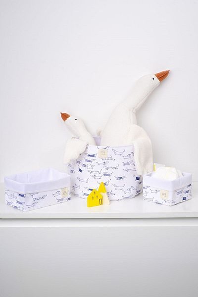 Little Gusto Organic Cotton Large Size Toy Basket with Handle Paw 25x35 cm