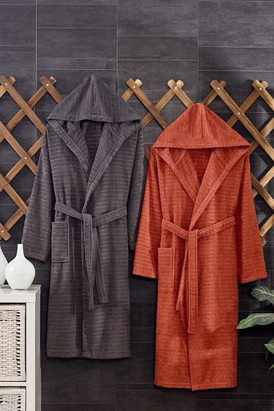 Casnack Σετ μπουρνούζι με κουκούλα Quina Tile Anthracite Oversize
