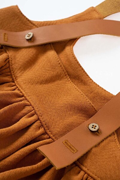 Little Gusto Jile Elbise Çocuk Kiremit Organik Pamuk