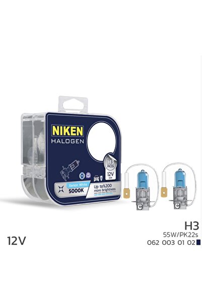 Niken 12V H3 55W BEYAZ IŞIK AMPUL 5000K (2 ADET)