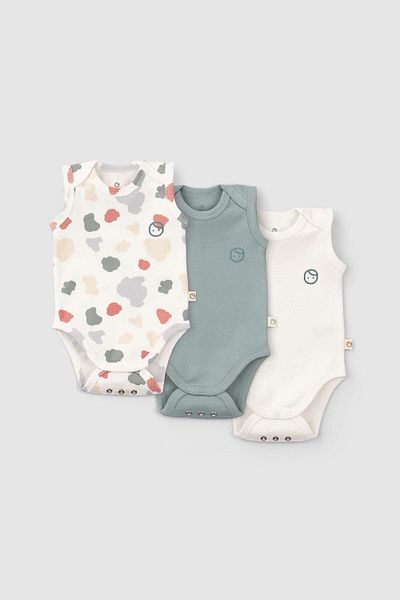 Little Gusto 3-Piece Snap-On Athlete Organic Cotton Body Set with Animal Pattern