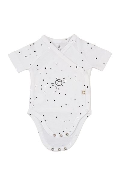 Little Gusto Short Sleeve Double Breasted Bodysuit Newborn Cosmos White Organic Cotton