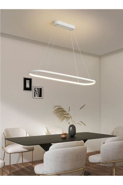 N Naturel Aydınlatma OVAL LEDLİ SARKIT AVİZE / 100cm / 3 RENK IŞIK  / YEMEK M...