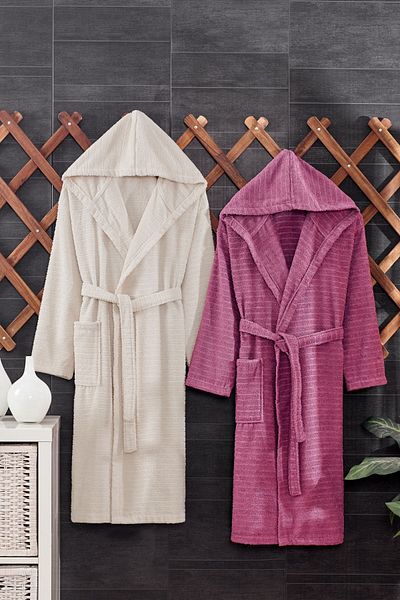 Casnack Σετ μπουρνούζι Quina Plum Beige Oversize με κουκούλα