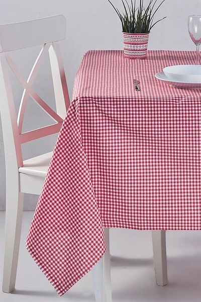 Denizli Concept Red Gingham Tablecloth - Multi-purpose - 170x170 Cm