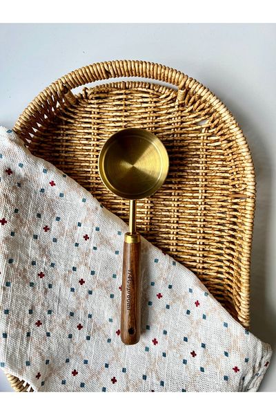 Mottogo 60 Ml Gold Measure Wooden Handle Spoon