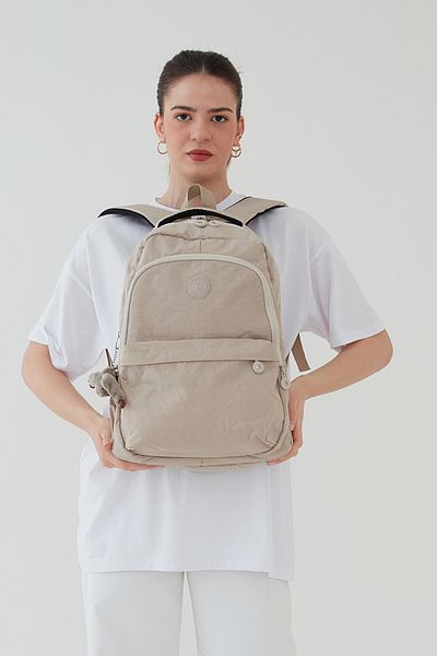 Rosso Collina Σχολικό σακίδιο ταξιδιού Unisex Crinkle Αδιάβροχο ύφασμα μεγάλου μεγέθους Rosso Collina Cream Beige