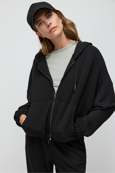 No Matter What Soft Textured Hooded Crop Sweatshirt