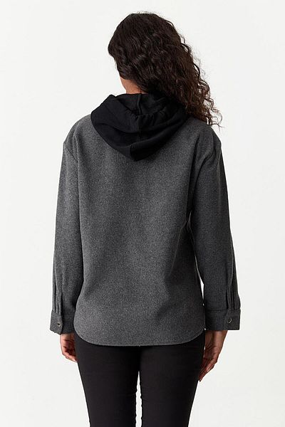 Select Moda Women's Black Hooded Stamp Jacket