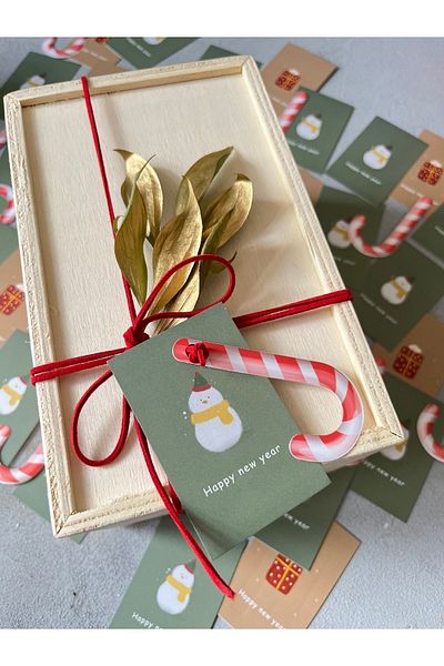 Meyofficial Christmas Candy Cane Gift Package Decoration Card