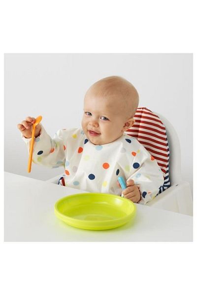 IKEA Baby Food Bib, Multicolor Meridyendukkan 37x34 Cm Velcro Tape, Elastic Long Sleeves