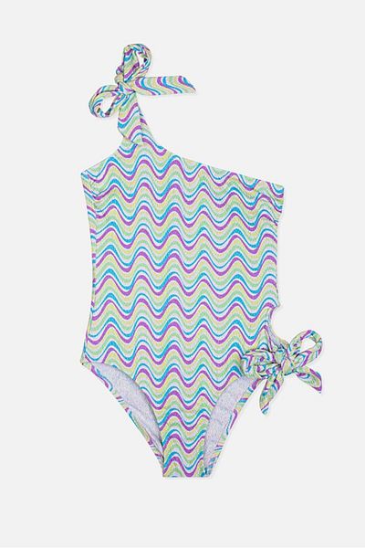 AYYILDIZ 4956 Purple Patterned Girl's Swimsuit