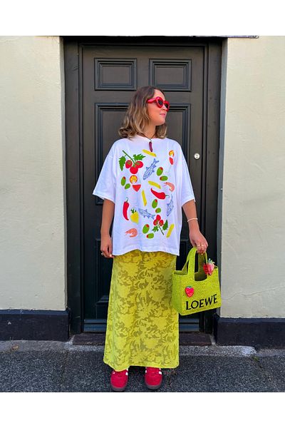 Jose Clothing Λευκό μπλουζάκι Oversize - Crew Neck, κοντό μανίκι, εμπριμέ οργανικό βαμβάκι