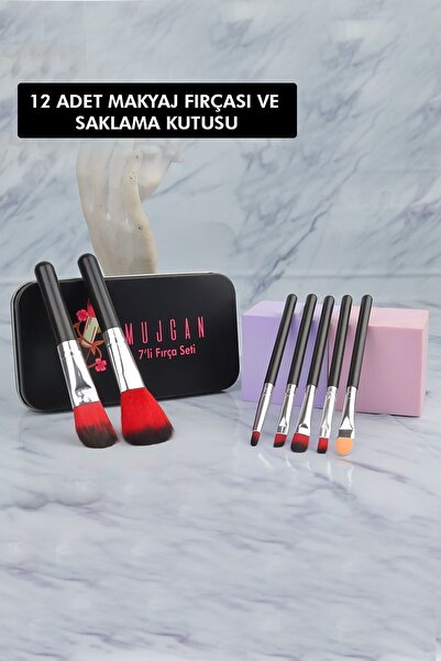 MUJGAN 7'li Fırça Seti Metal Kutulu Siyah
