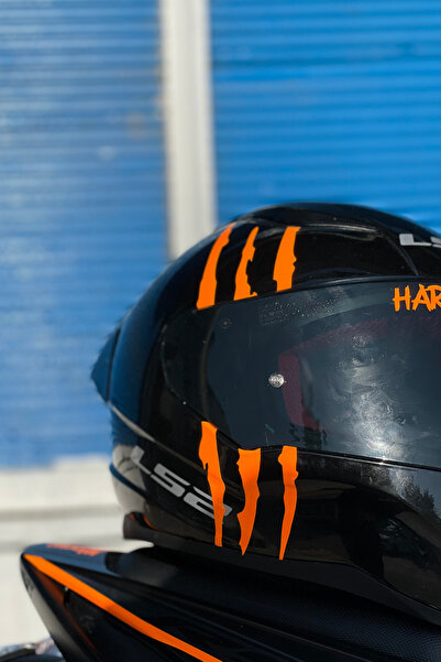 Banxtre ملصق بصمة خوذة Orafol باللون البرتقالي النيون - تصميم مخلب