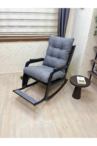 Asedia Kontes Siyah-keten Gri Dolgu Minderli Sallanan Sandalye Dinlenme Koltuğu