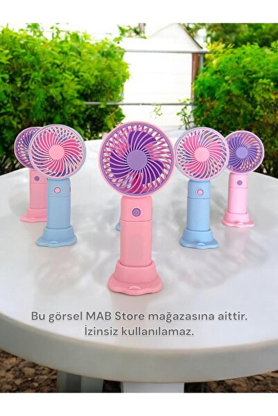MAB Taşınabilir Sevimli Mini El Fanı - Şarjlı, 3 Hız Kademeli Serinletici El Vantilatörü (16x7,5 cm)