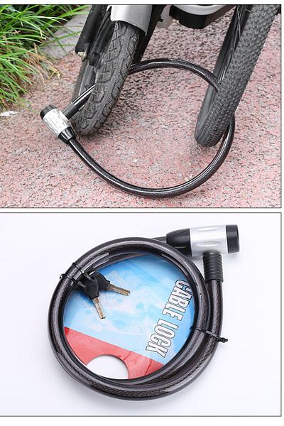 SARİSSA BİSİKLET 2 Meters Keyed Steel Rope Lock Baby Stroller - Motorcycle Bike Security Lock