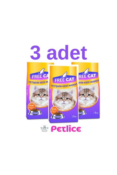 free cat Biftekli Yetişkin Kedi Maması 3× 1.4 Kg (1400Gr)