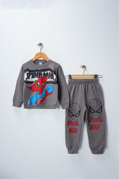 Teymbaby Spidermann Printed Cotton Lower Top Tracksuit Swetshirt