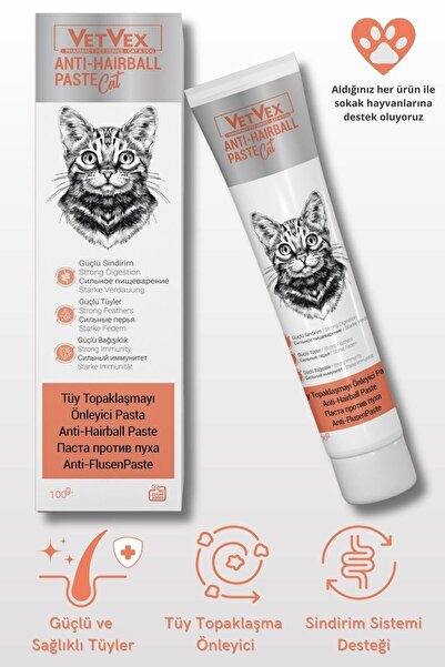VETVEX Anti Hairball Pasta Tüy Topaklaşmayı Önleyici Malt Güçlü Tüyler Güçlü ...