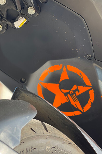 Banxtre Araba-Kask-Motor için Orafol Parlak Neon Turuncu Yuvarlak Punısher St...