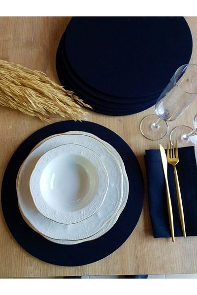 Else Home Collection 6 Pieces Black Stain Resistant - American Service with Case