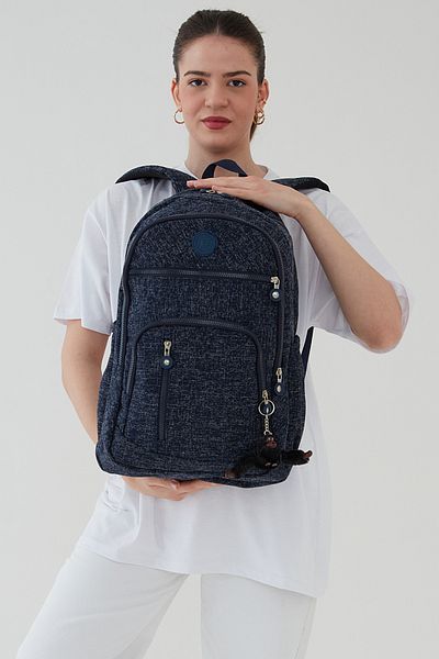 Rosso Collina Unisex imperteks Υφασμάτινο Αδιάβροχο Μεγάλο Μέγεθος Πολλαπλών Διαμερισμάτων Ναυτικό Μπλε Σχολική τσάντα ταξιδιού