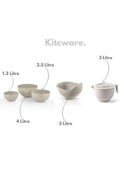 Kitcware مجموعة من 3 أوعية خلاط مع غطاء - مصفاة، مصفاة أرز ووعاء كبير