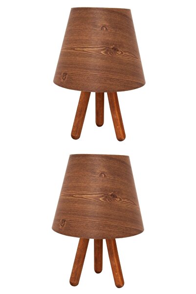 D-light 2'li Ahşap Desen Tripod Abajur