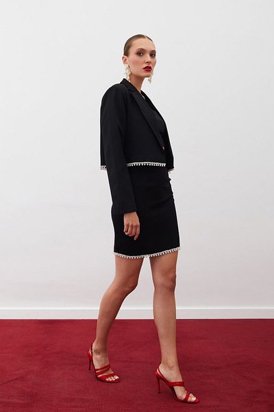 Sateen Black Short Skirt - Accessorized